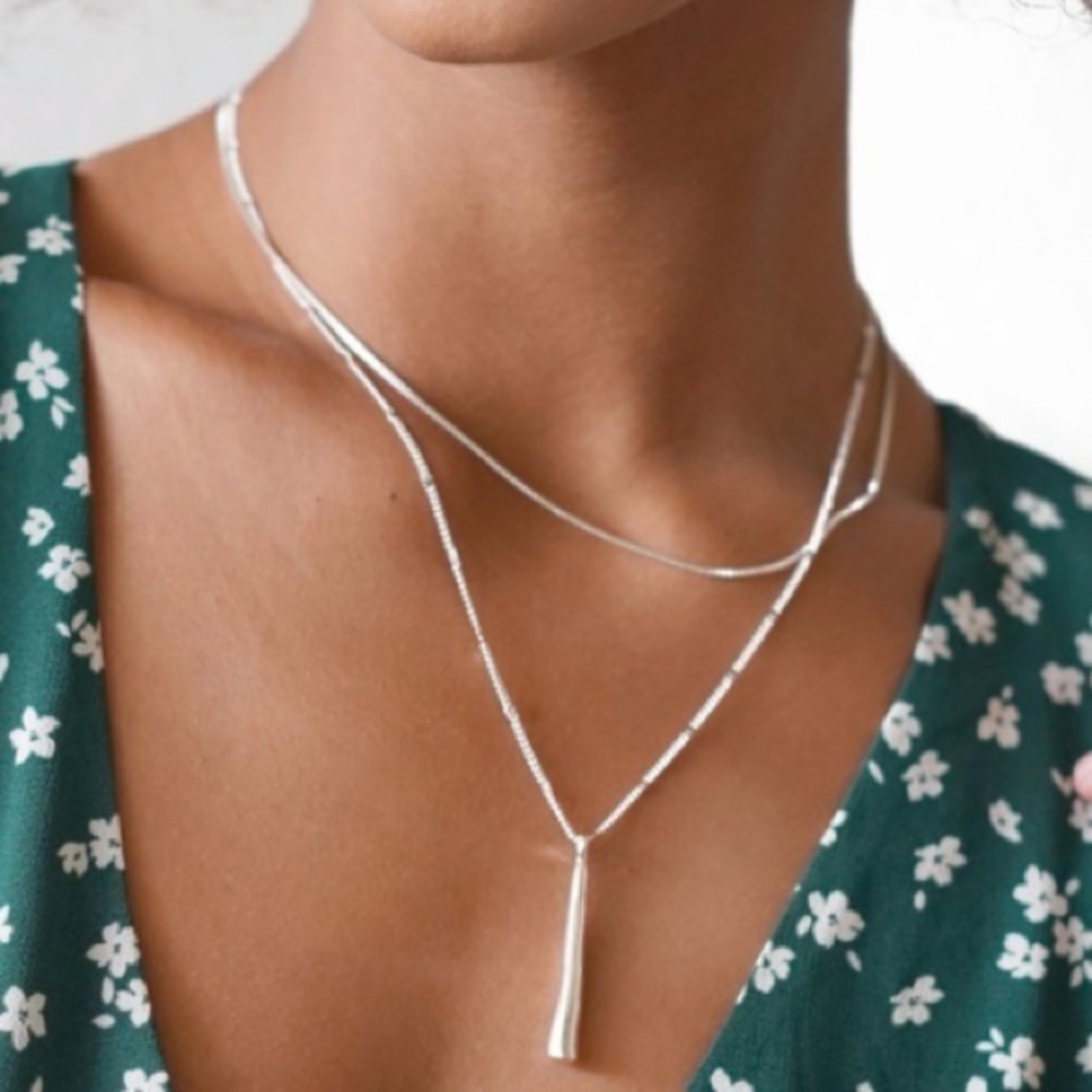 Jenny Bird Leana Pendant Double Chain Layered Necklace